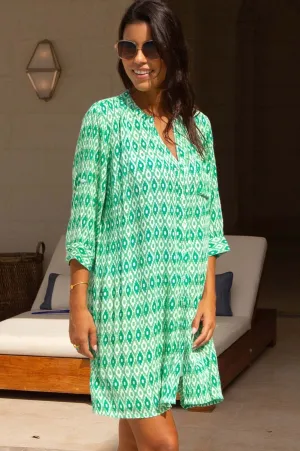 Elastic cuffs Easy Wear Mila Shirt Tunic | Aztec Green/White