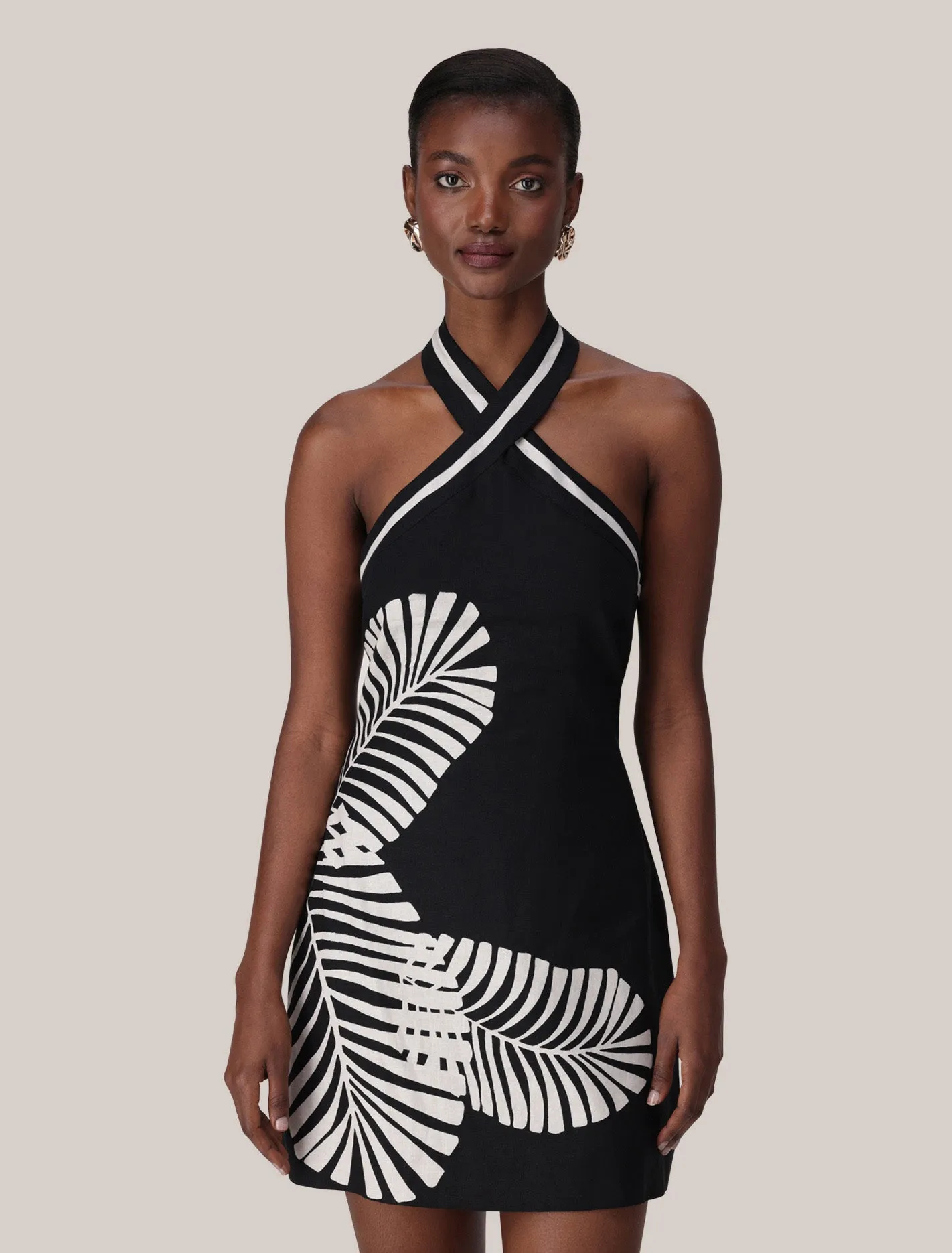 Flash Mode Adore Halter Neck Linen Mini Dress