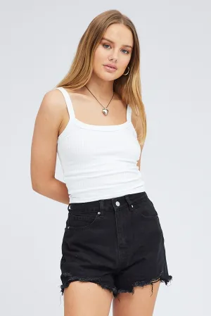 Eco friendly materials Black Ripped Denim Shorts