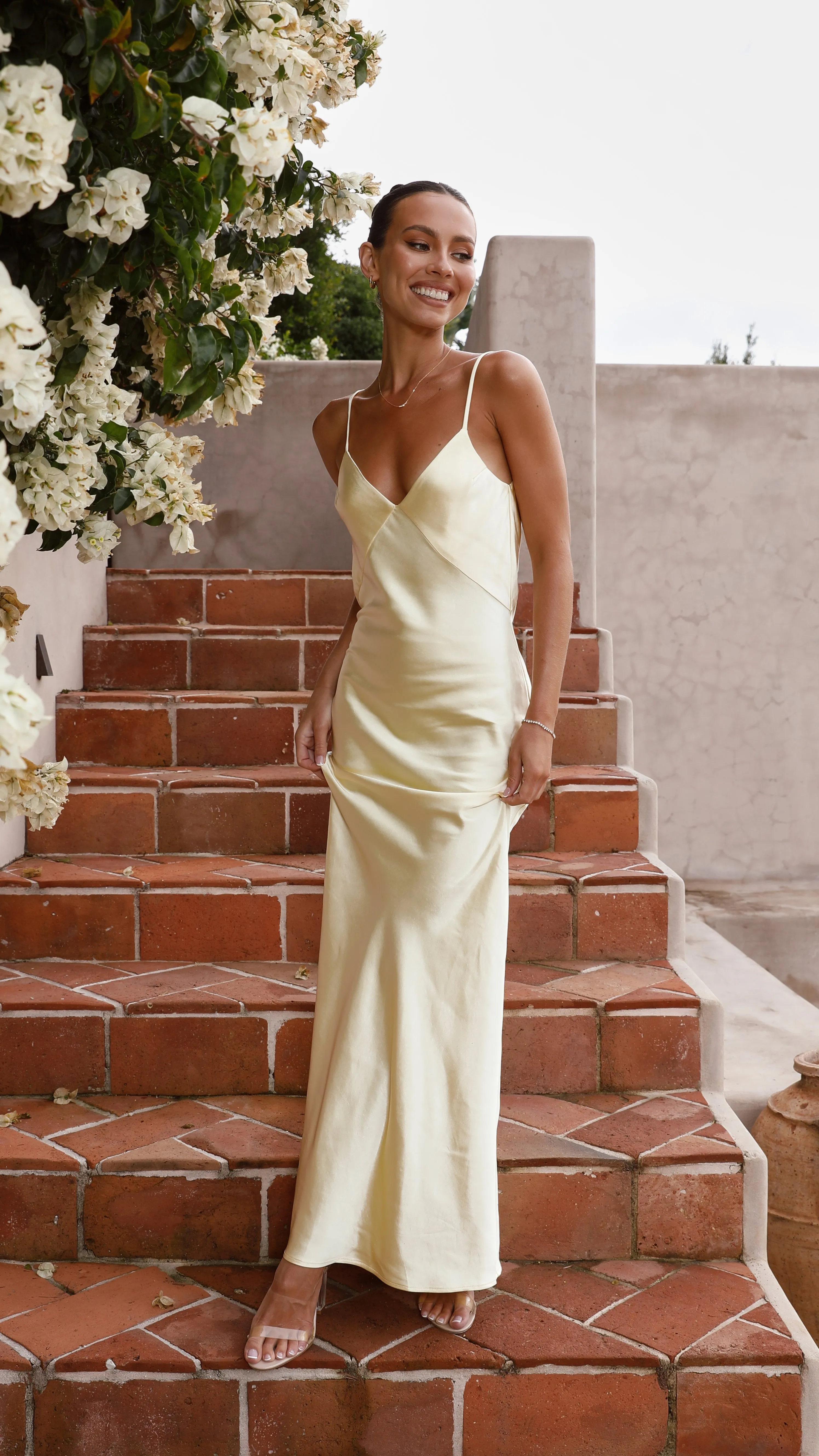 Gisella Maxi Dress - Yellow Coral Shine