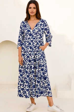 Fun and flirty dress Wind Song Emma EcoVero? Midi Dress | Blossom Cream/Navy