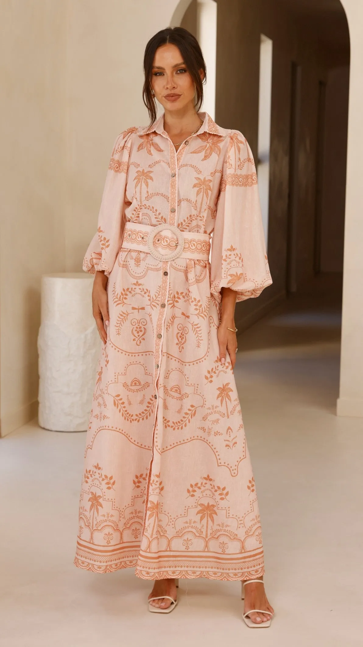 Xander Long Sleeve Maxi Dress - Natural Denim Soft