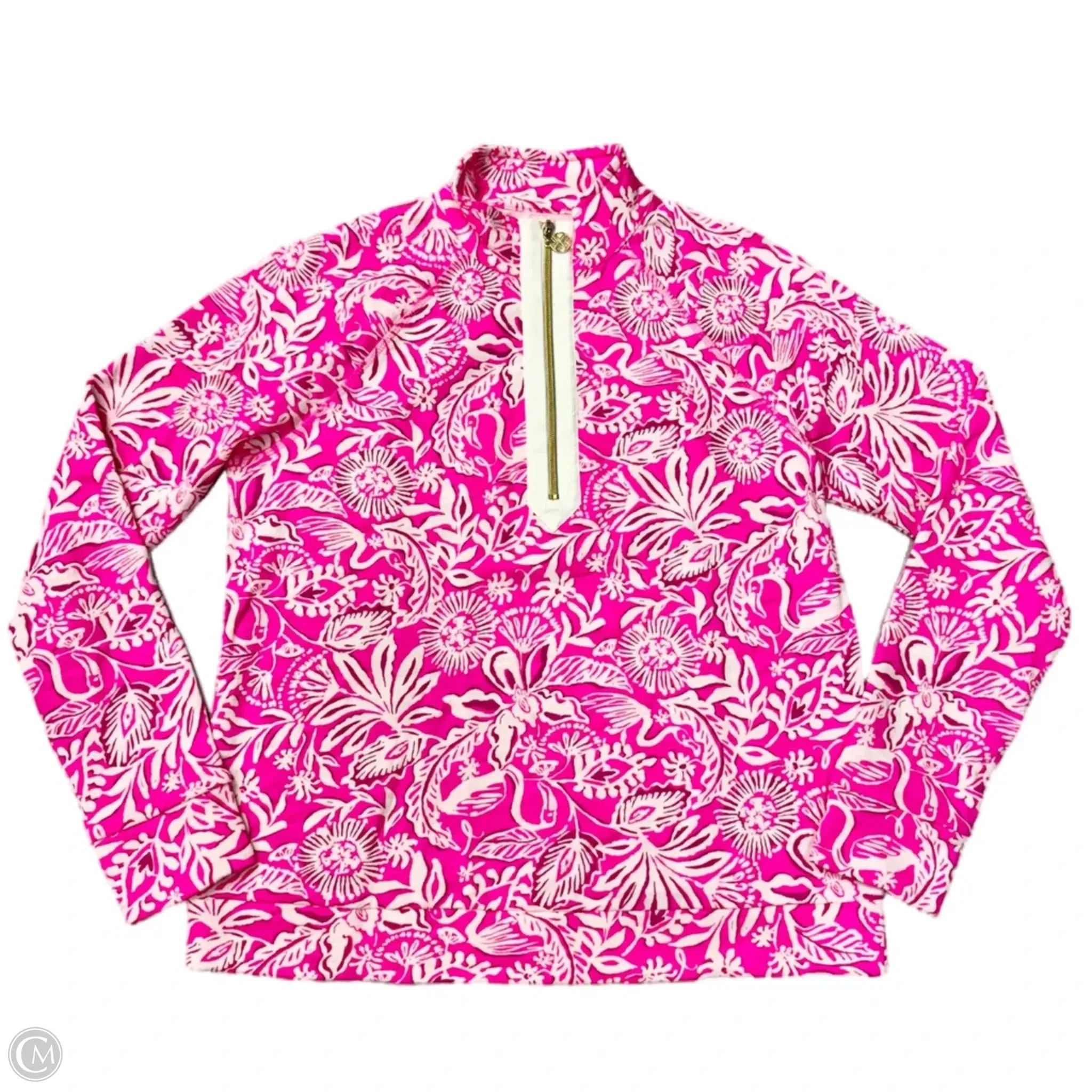 Fall Mood Light Flow Sweatshirt Designer By Lilly Pulitzer In Pink & White, Size: S