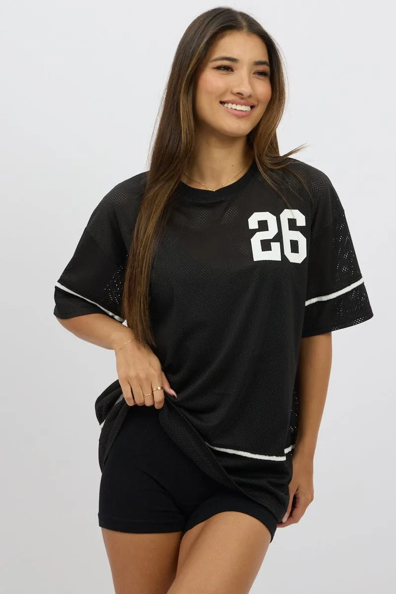 Minimal Comfort Wear college Black Graphic Tee Short Sleeve