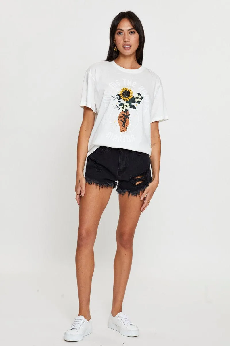 Young Edge Light Fit White Vintage T Shirt Boyfriend