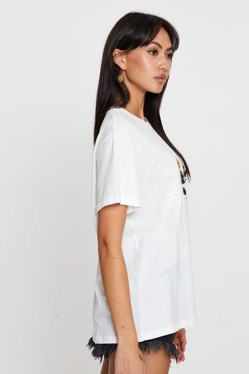 White Vintage T Shirt Boyfriend Heavy Silk Comfortable Design