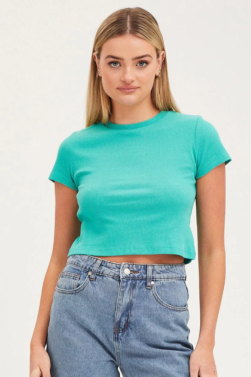 Green T-Shirt Short Sleeve Crew Neck Elegant Coat CompactPackability