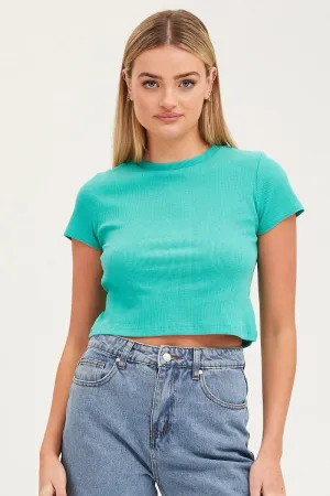 Green T-Shirt Short Sleeve Crew Neck Elegant Coat CompactPackability