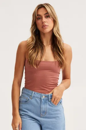 Professional Style Casual Shirt Brown Singlet Top Sleeveless Cotton
