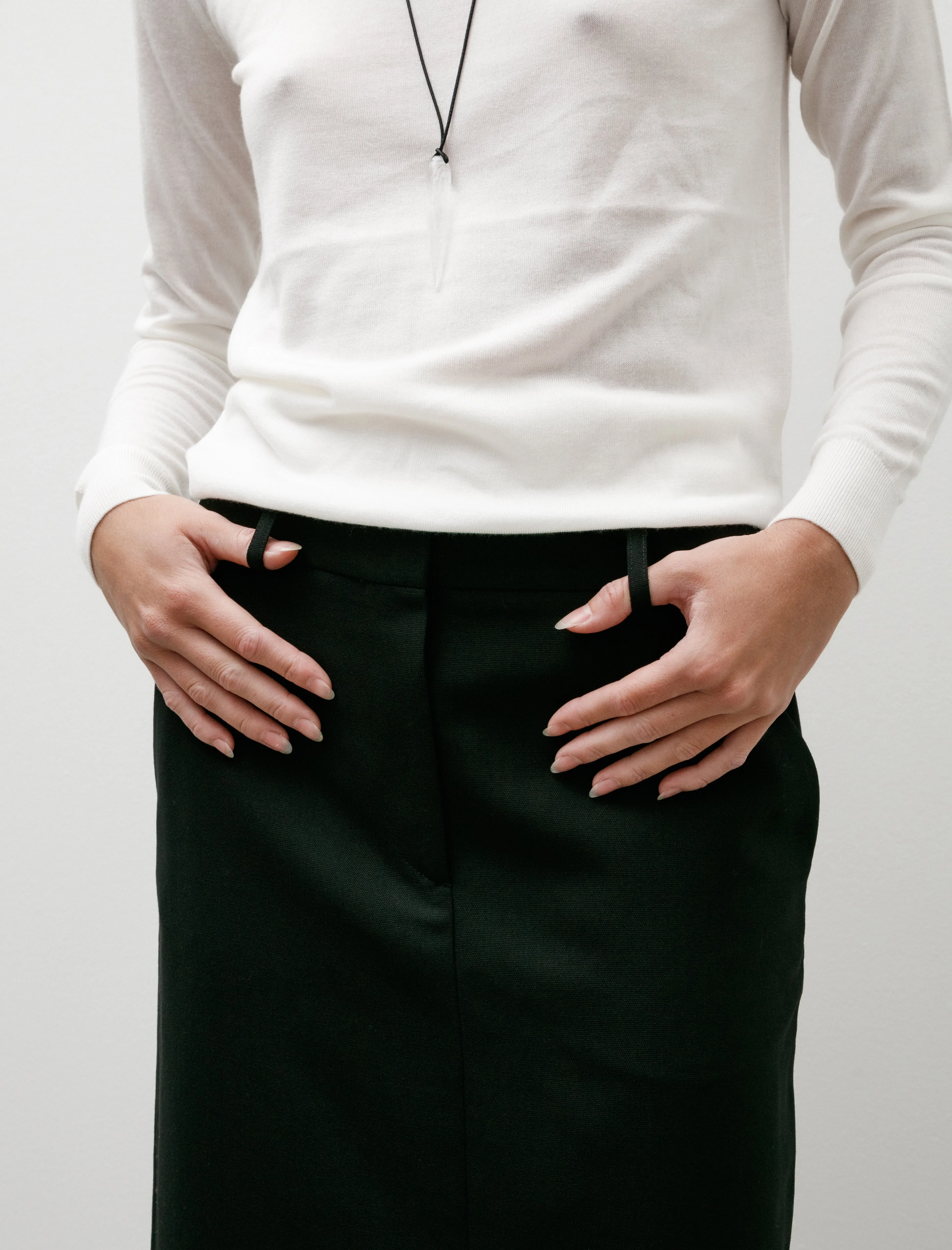 Textured Surface Low Waist Straight Skirt Black