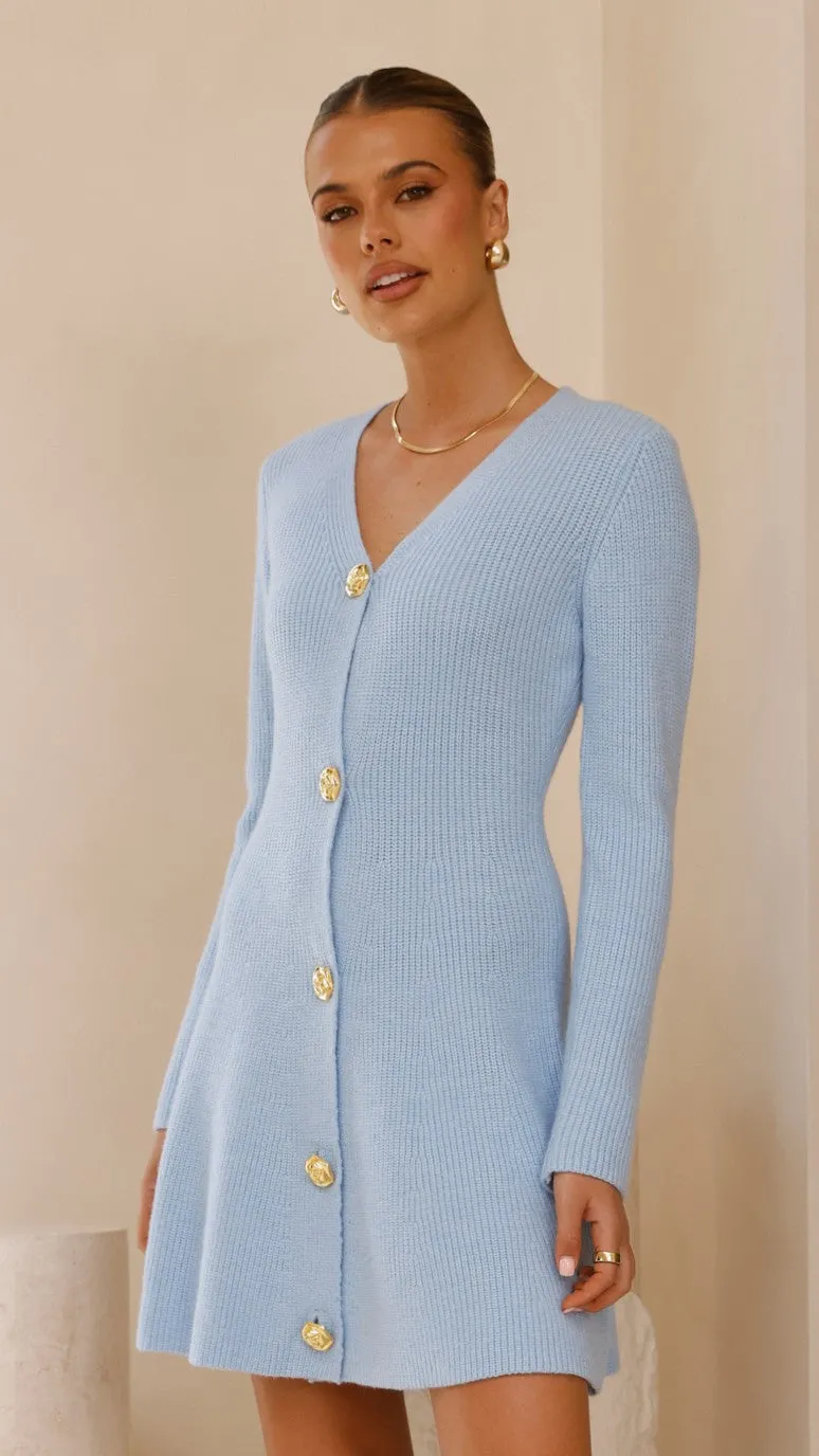 Smart Look Catarina Long Sleeve Mini Dress - Blue