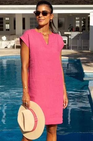 Dori Linen Dress | Strawberry Pink Hot Season Casual Style