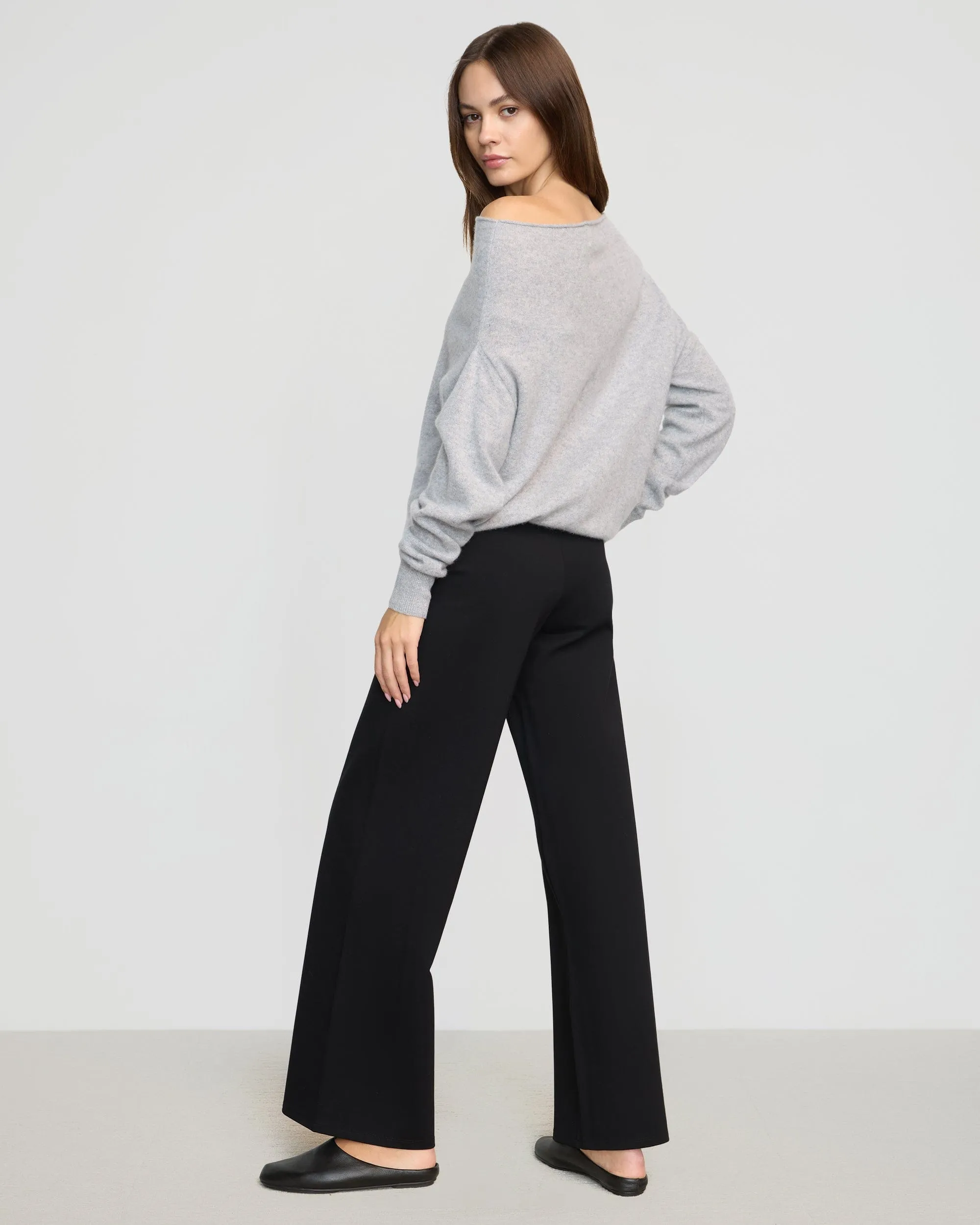 High Rise Comfy Wardrobe Anh Wide-Leg Ponte Stretch Pant