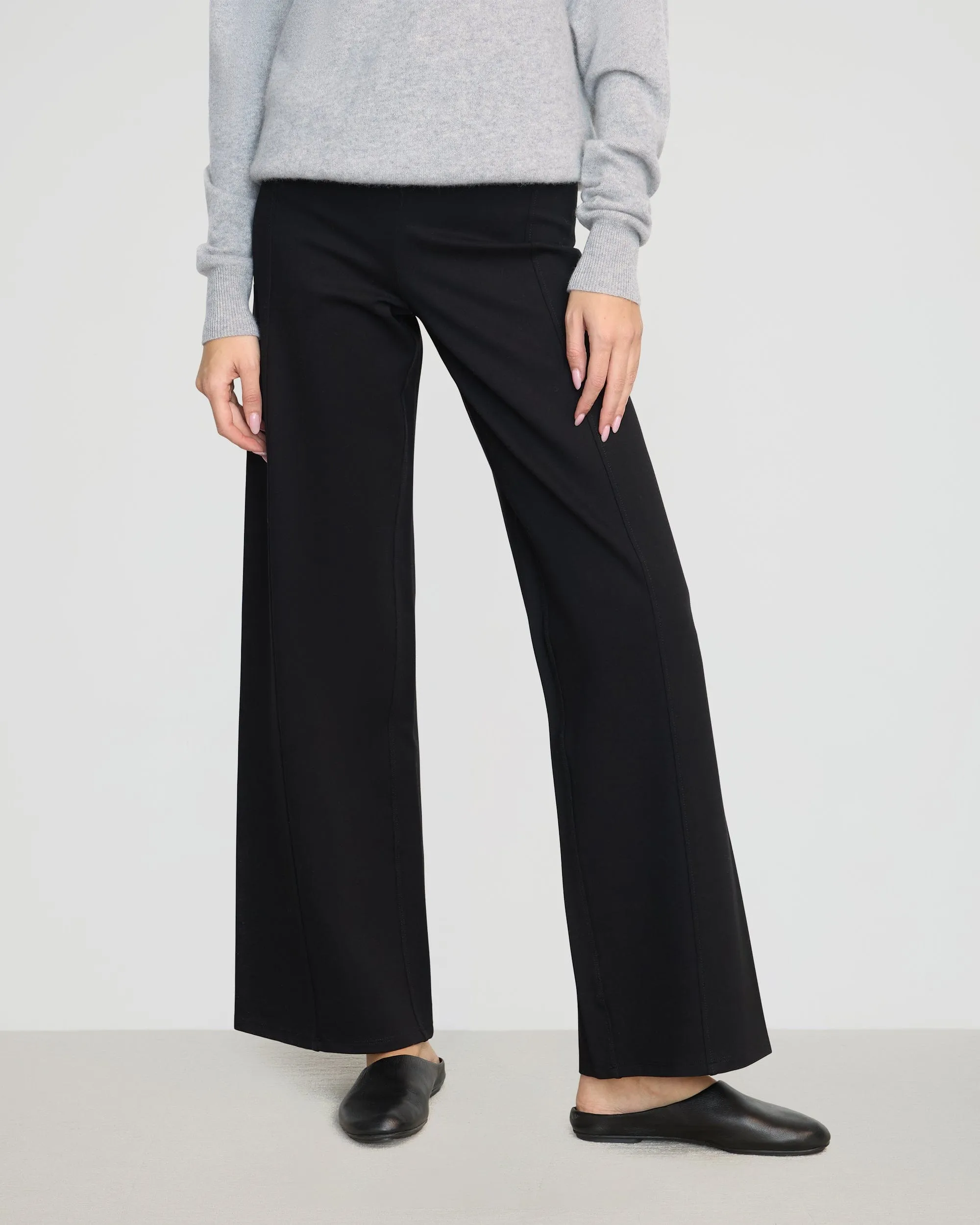 Anh Wide-Leg Ponte Stretch Pant Timeless Utility NonChafingEdges