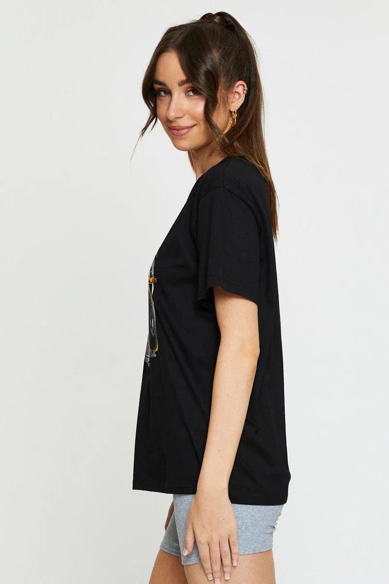 Black Vintage T Shirt Short Sleeve Flex Fit NonSlip Grips