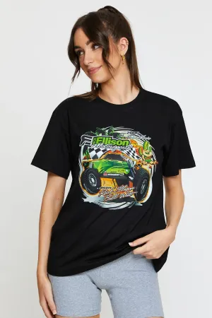 Black Vintage T Shirt Short Sleeve Ocean Glow