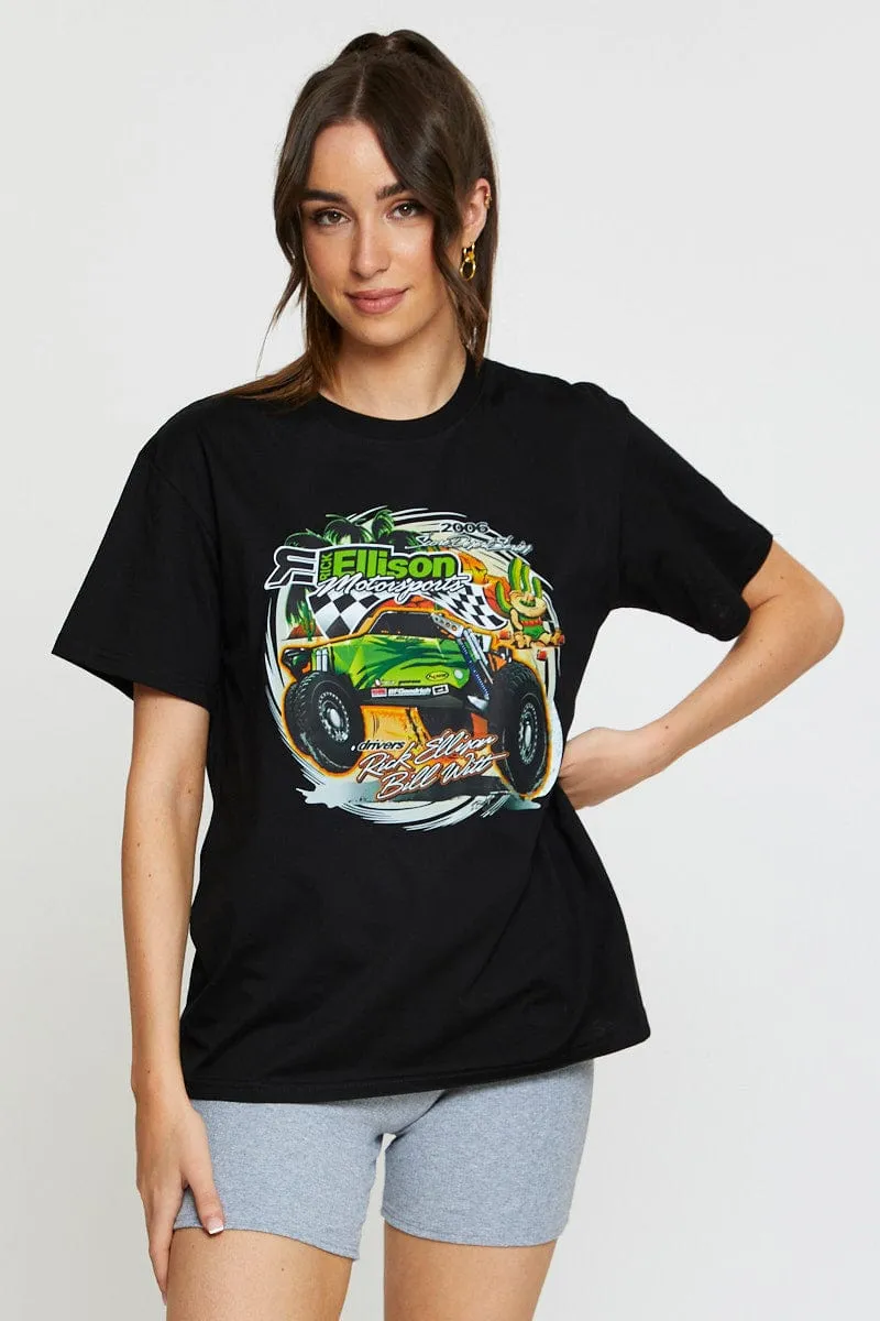 Black Vintage T Shirt Short Sleeve Design Glow