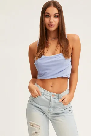 Blue Singlet Top Sleeveless Crop AbrasionResistantThread
