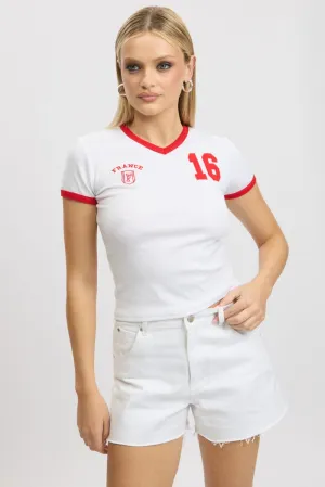 White Graphic Tee Short Sleeve Unisex versatility Non Irritating Collar