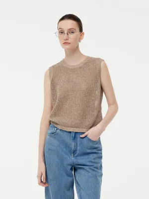 Linen Sequin-Embellished Women Open-Knit Tank Top quality service