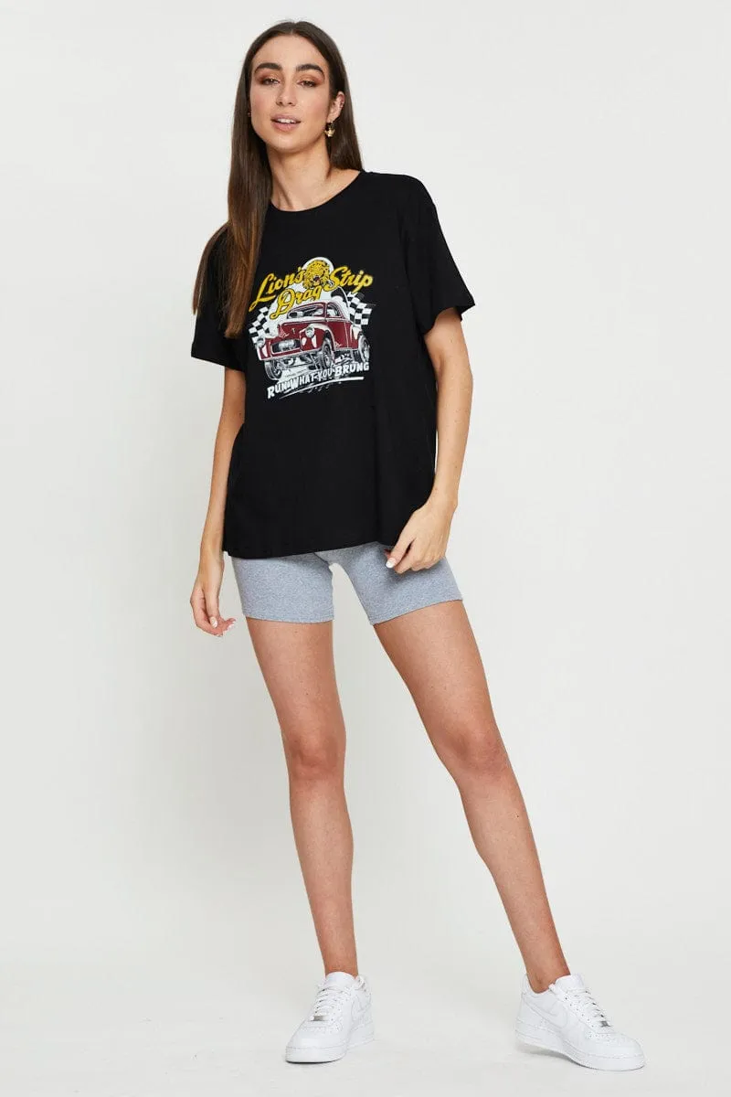 ThermalRegulatingFabric Black Graphic T-Shirt Short Sleeve