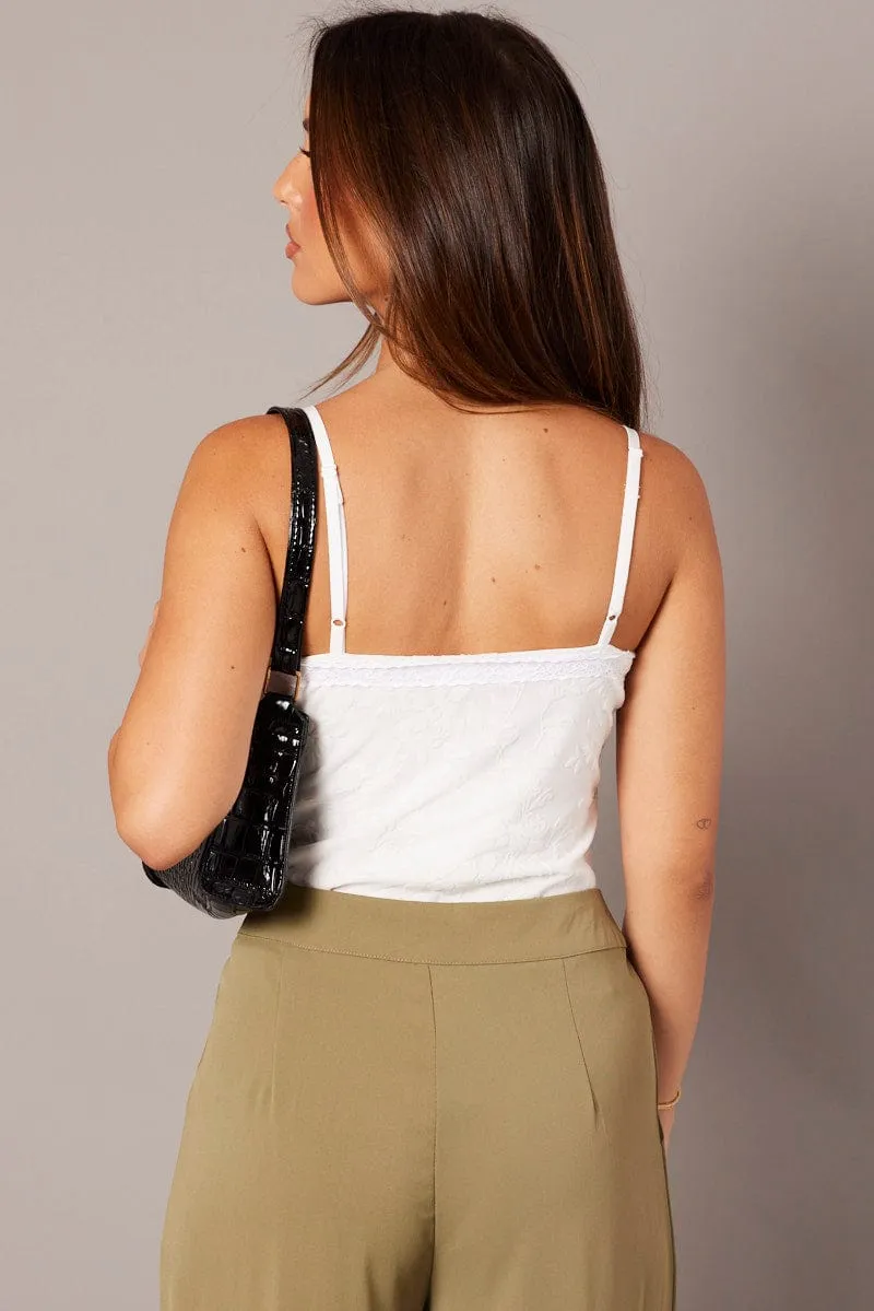 Student Cool White Burn Out Bodysuit Singlet
