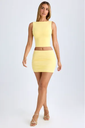 Modal Ruched Mid-Rise Mini Skirt in Lemon Sherbet Flexible Comfort Everyday Style