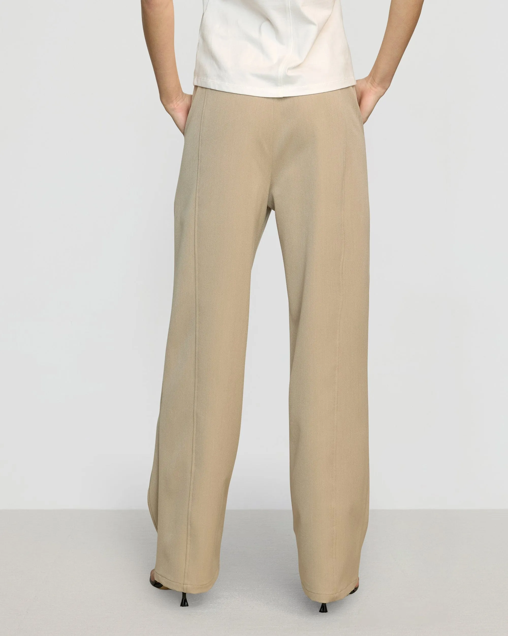 Flexible Waistband Essential Comfort Wear Suni Tailored Straight Leg Pant
