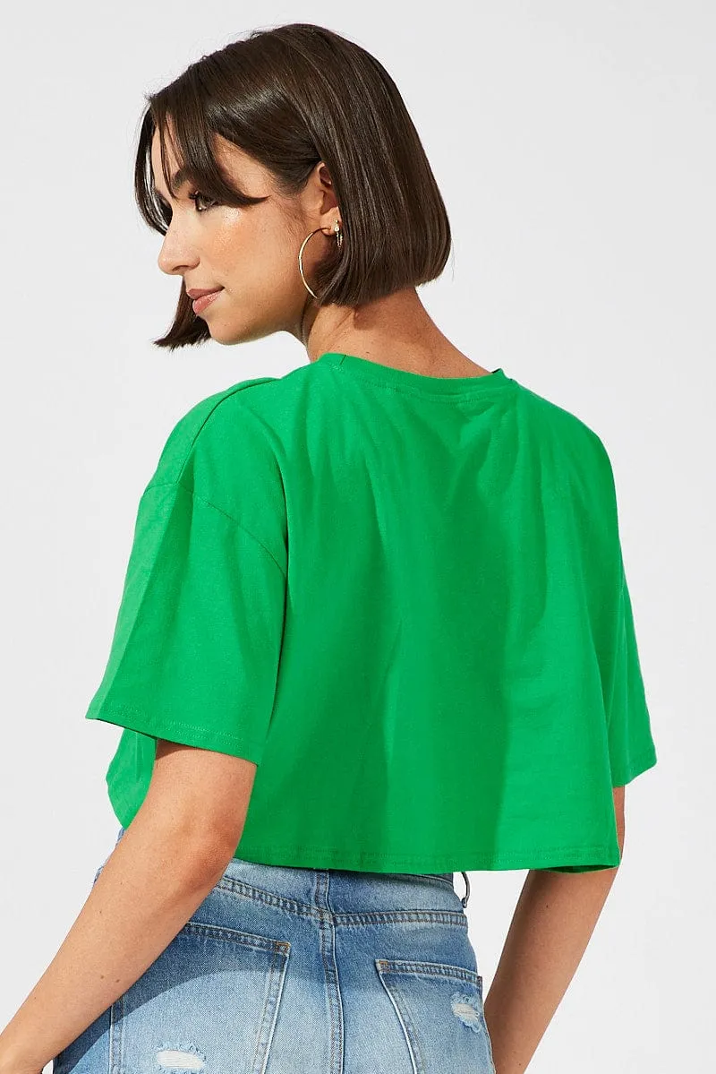 Thermal Regulation Fabric Classic Comfort Green Print Graphic Tee Pittsburgh Crop Varsity T-shirt