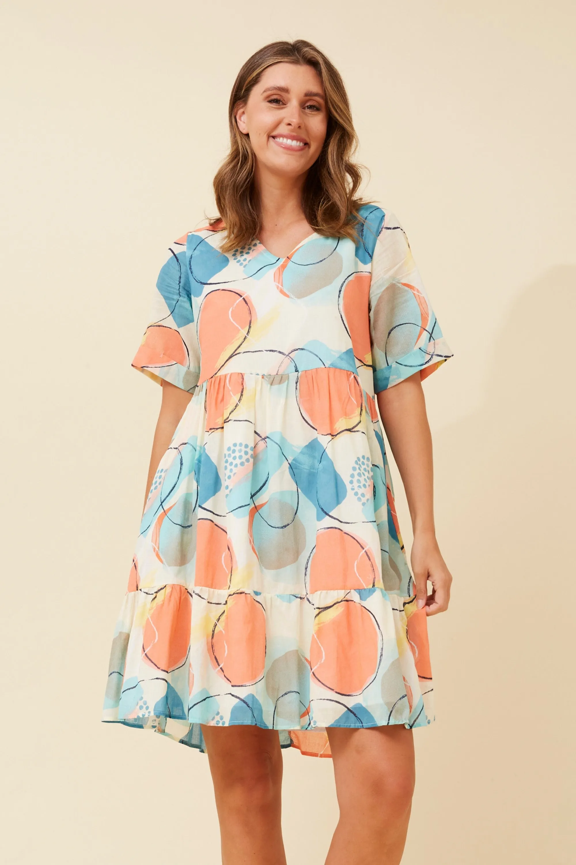 ISMAY ABSTRACT PRINT DRESS Tencel Blend Fabric Seamless transition