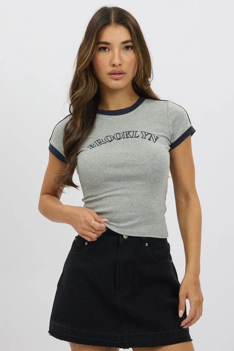 LowBulkFabric Grey Graphic Tee Short Sleeve