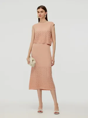 difficult to disassemble Wrinkle Resistant Care Tencel Tank Top And Midi Skirt Two-Piece Set