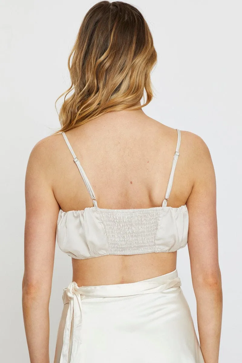 Beige Singlet Top Sleeveless Cowl Neck Outdoor Footwear ZeroIrritationLabels