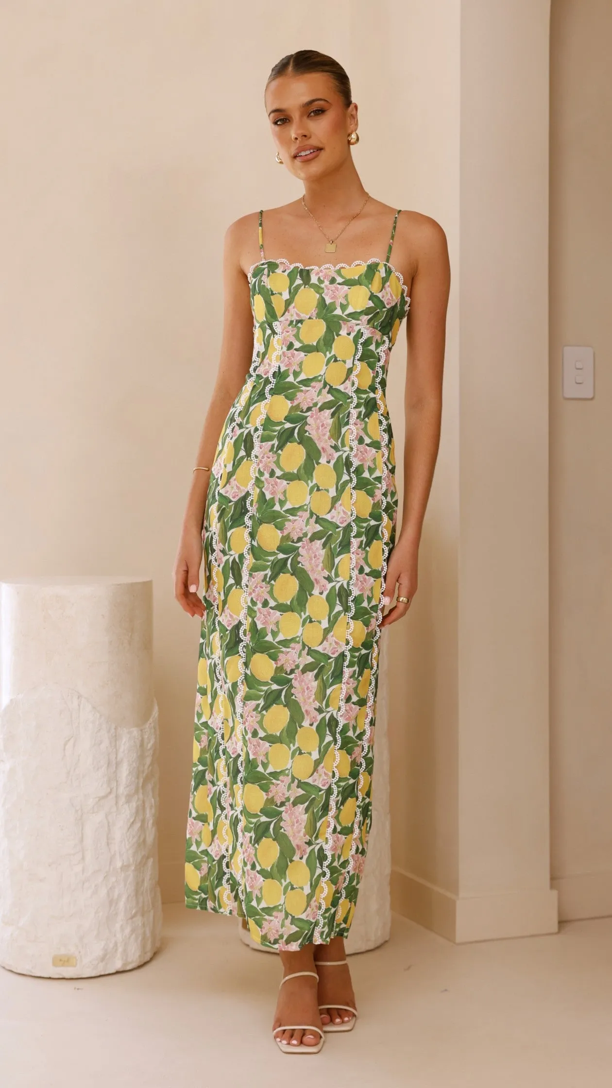 Carlia Midi Dress - Lemon Print Earth Smell