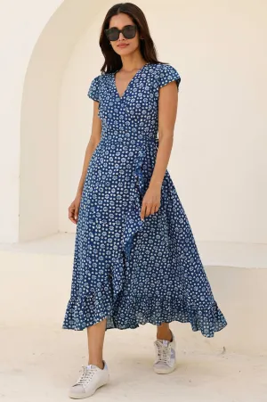 Leaf Song Light Dance Demi Organic Cotton Wrap Dress | Navy