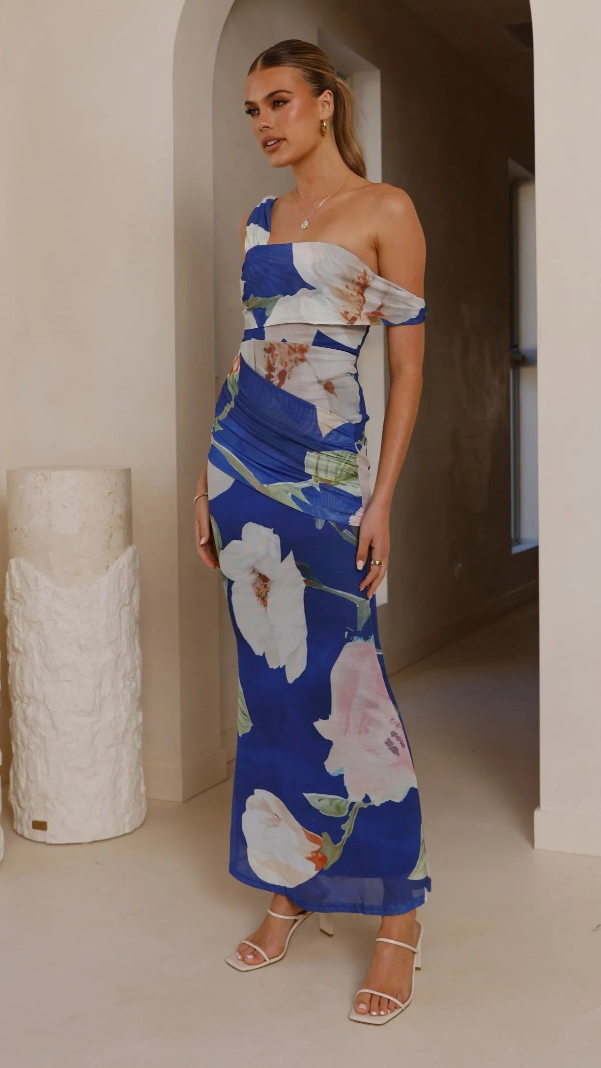 Seaside Path Country Lane Lena Maxi Dress - Dark Blue Floral
