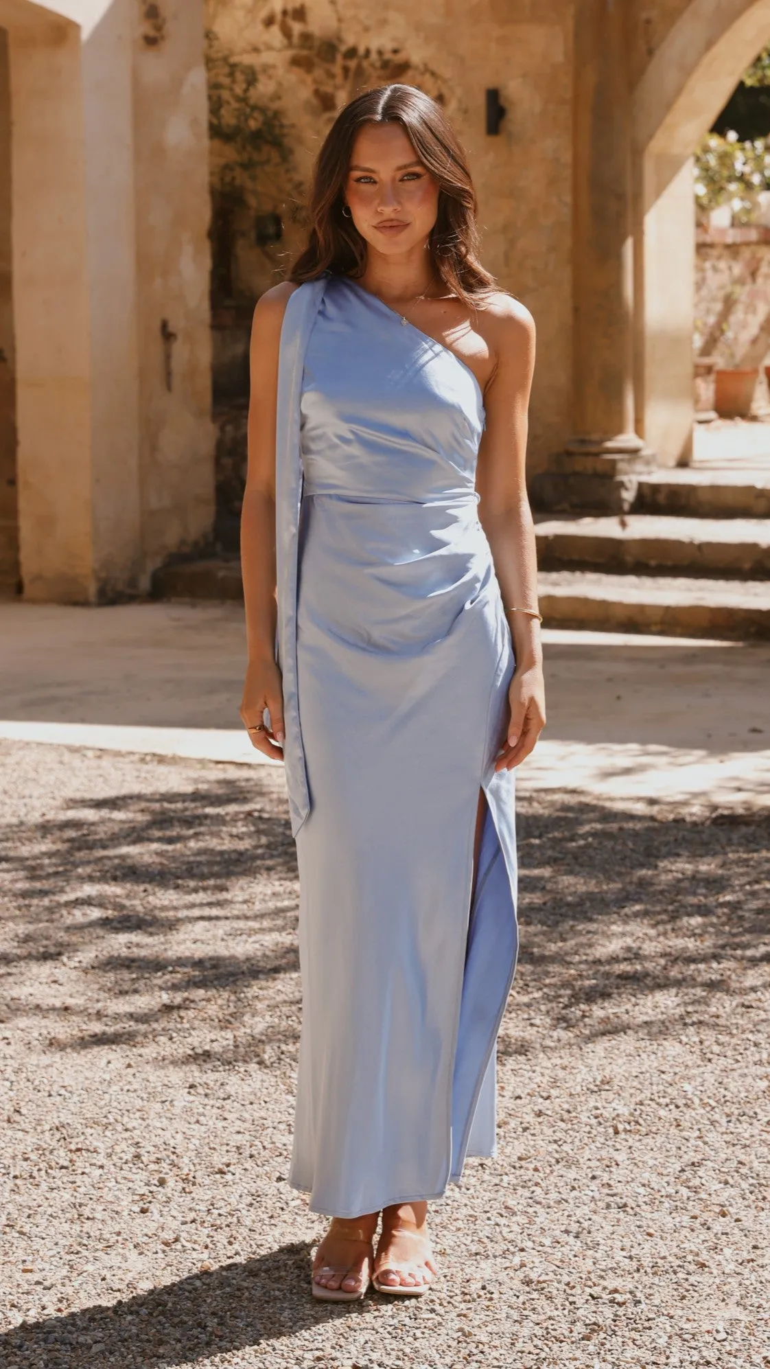 Halle One Shoulder Maxi Dress - Blue Global Soul