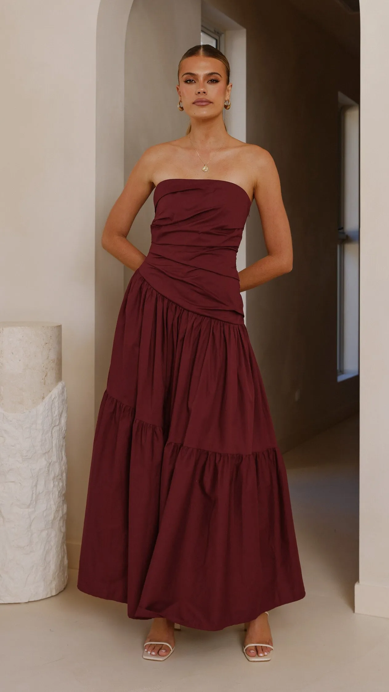 Lola Maxi Dress - Burgundy Sailing Day Town Lane