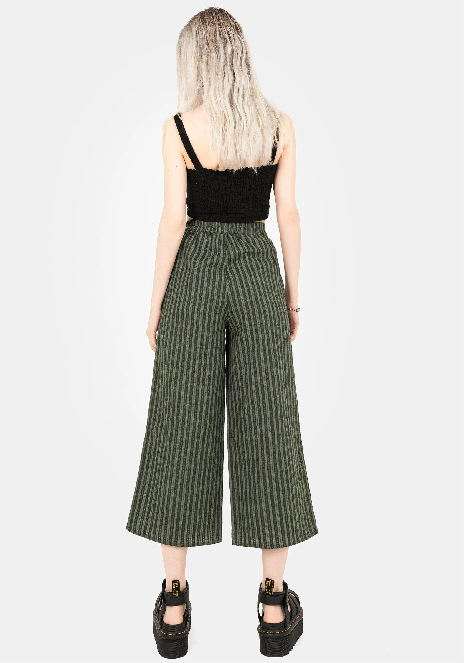 Memorantia Wide Leg Culottes - Green Classic Cut All Day Comfort