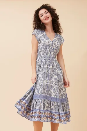 MOROCCO BORDER PRINT MIDI DRESS Elegant Attire Fashion Forward