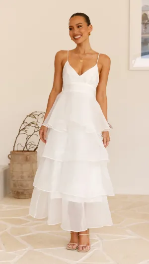 The flattering shape of this dress creates a beautiful silhouette that is perfect for all body types Shayla Maxi Dress - White