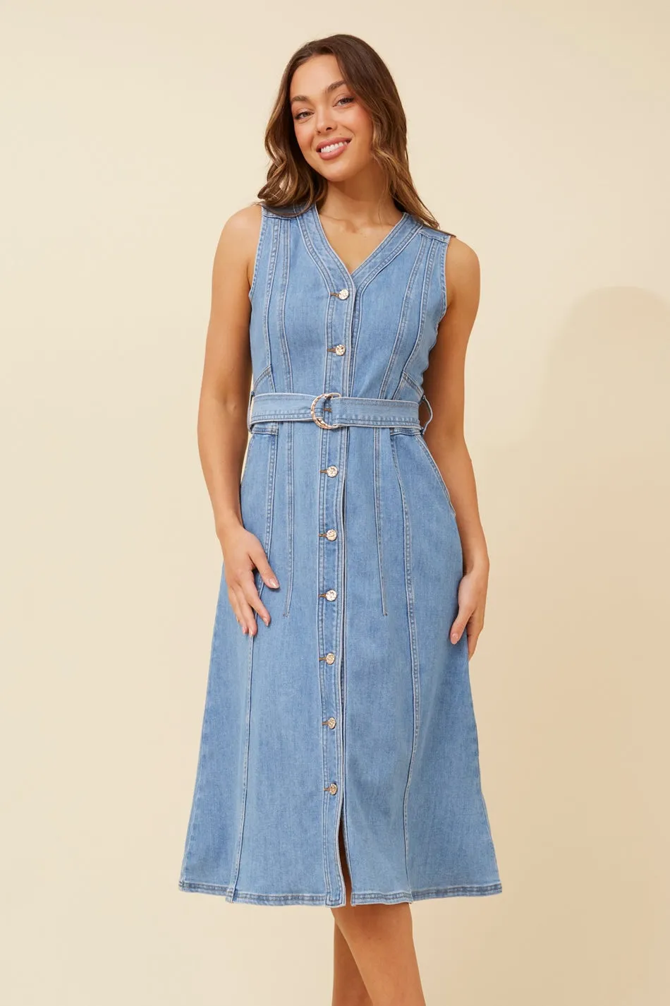 Street Minimal GRAYSON DENIM MIDI DRESS