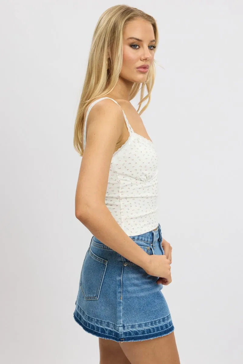 FadeResistant Dye Red Floral Singlet V neck Lace trim