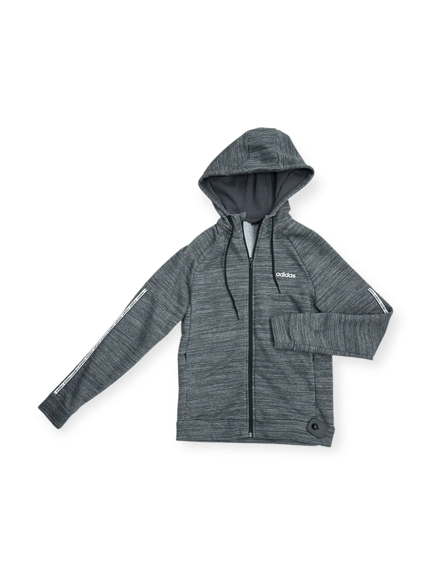 Trendy Trousers Sweatshirt Hoodie By Adidas In Grey, Size: S