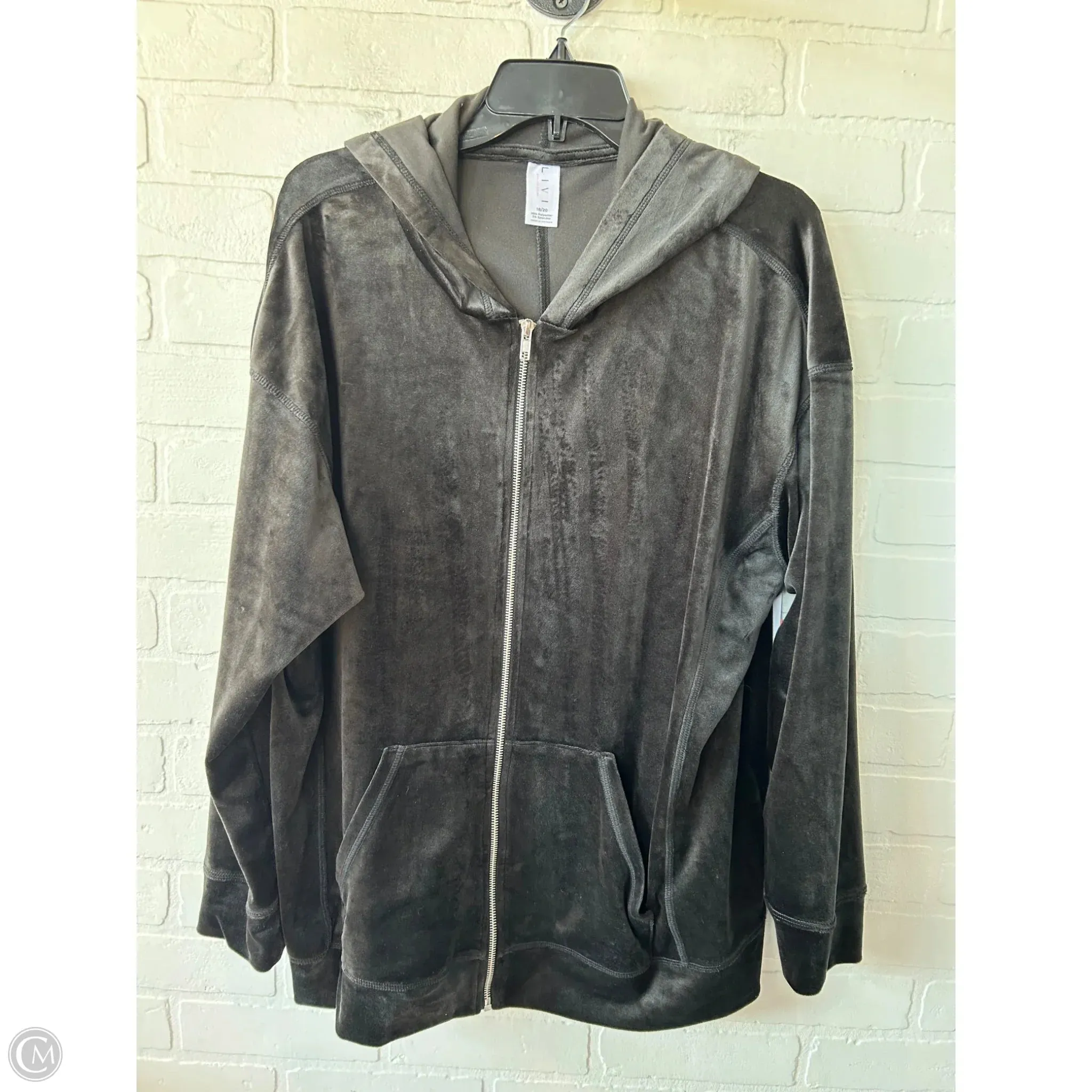 Seasonal Fashion Sport Glow Sweatshirt Hoodie By Livi Active In Black, Size: 1x