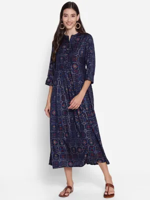 Women Navy Blue Geometrical Printed Dress Cool Edge Trendy sneakers