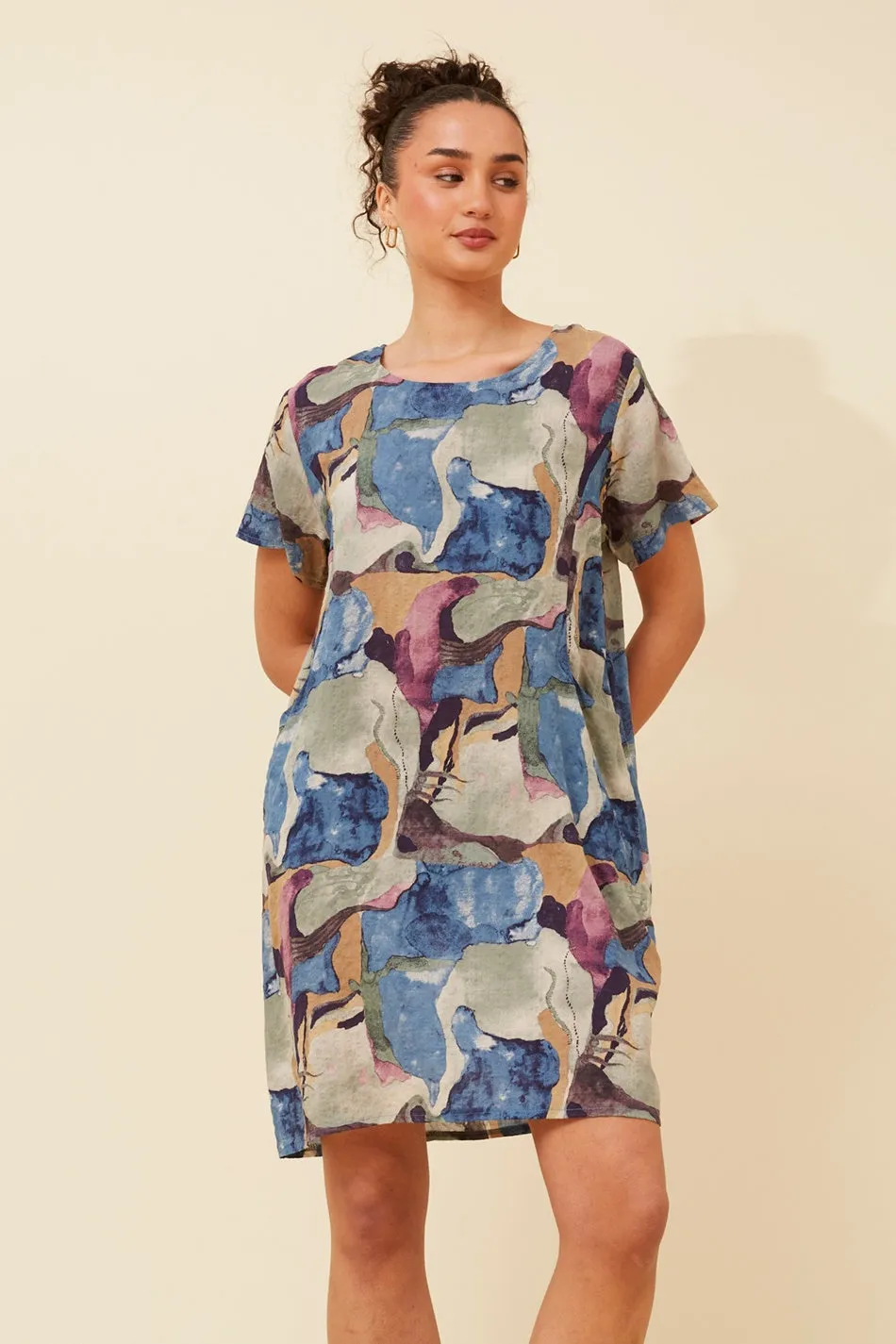 VINE ABSTRACT PRINT DRESS SweatAbsorbingTexture AntiSnag Threading