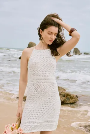 Saga Fit Laurie Cotton Crochet Dress - Ivory