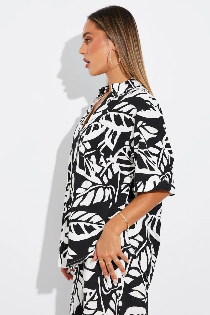 Spark Glow Layer Play Black Abstract Shirt Short Sleeve