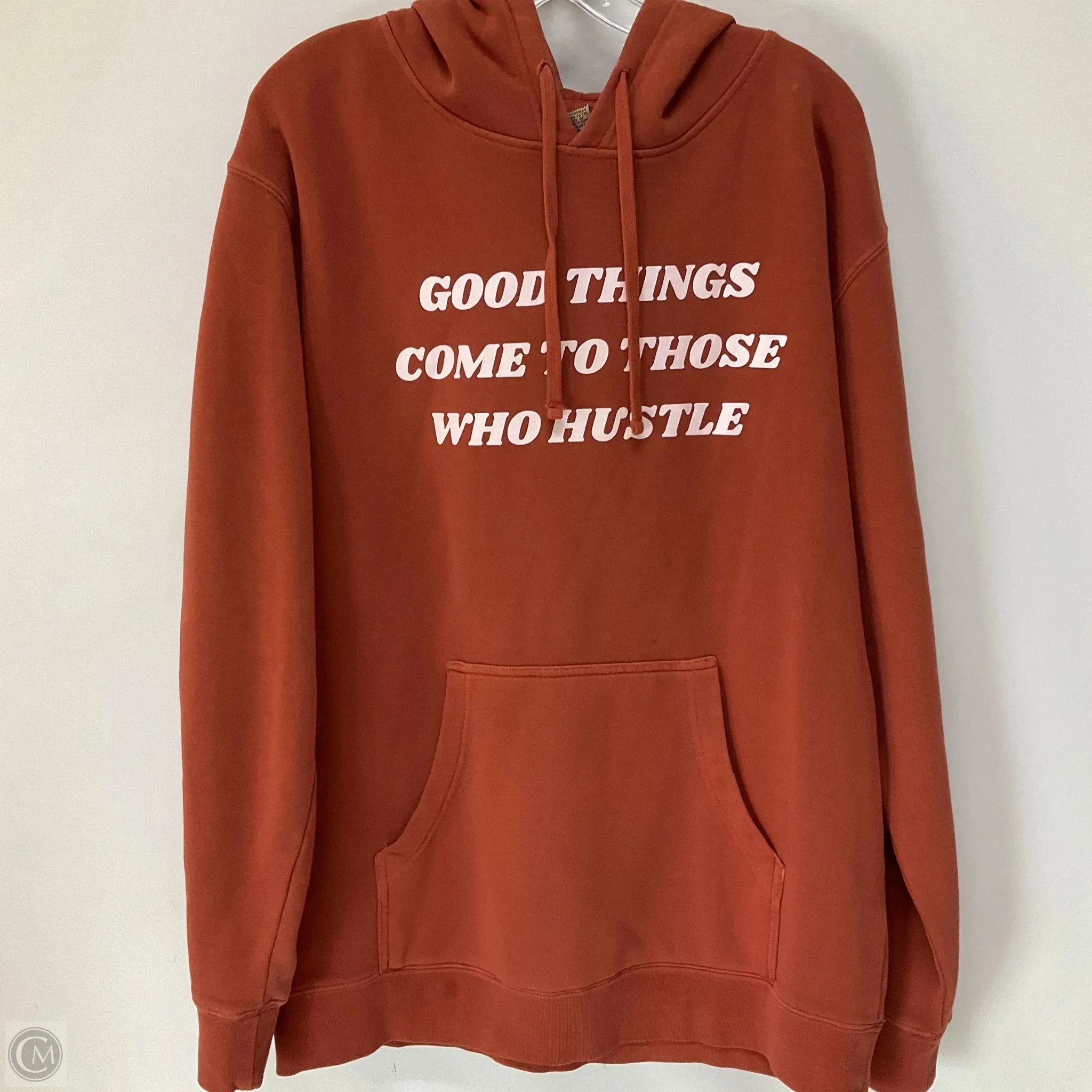 Joyful Mood Sweatshirt Hoodie By Clothes Mentor In Orange, Size: L